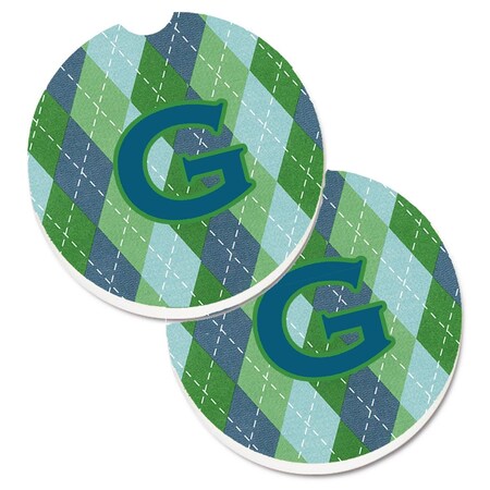 Carolines Treasures Monogram Initial G Blue Argoyle Set of 2 Cup Holder Car Coaster CJ1020-GCARC